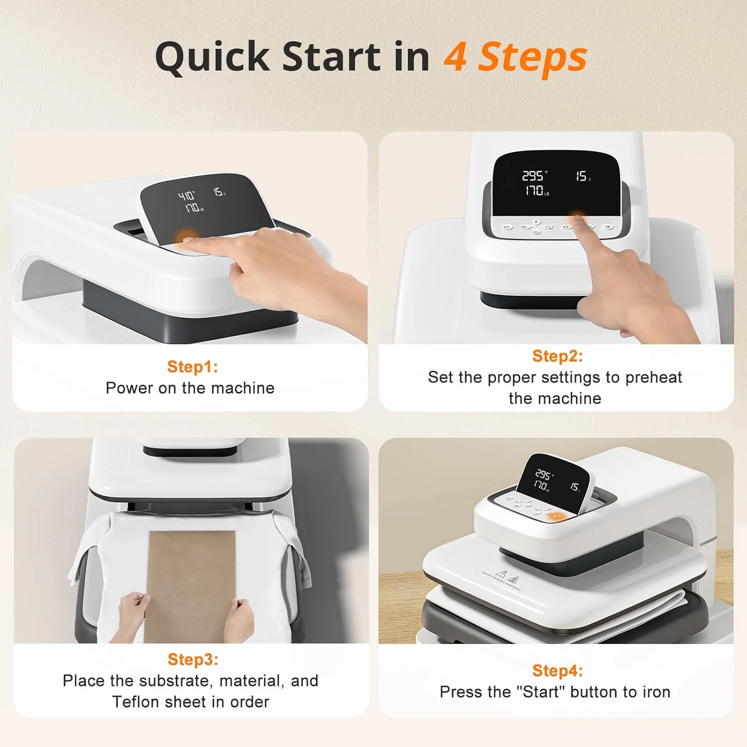 HTVRONT Auto Heat Press 2 - Digit 230V,Your Smartest Solution of Heat Transferring.For DTF,HTV,Sublimation,PUFF.For DIY T shirt,hat,jacket,pillow,ceramic,hoodie, and more - Image 17