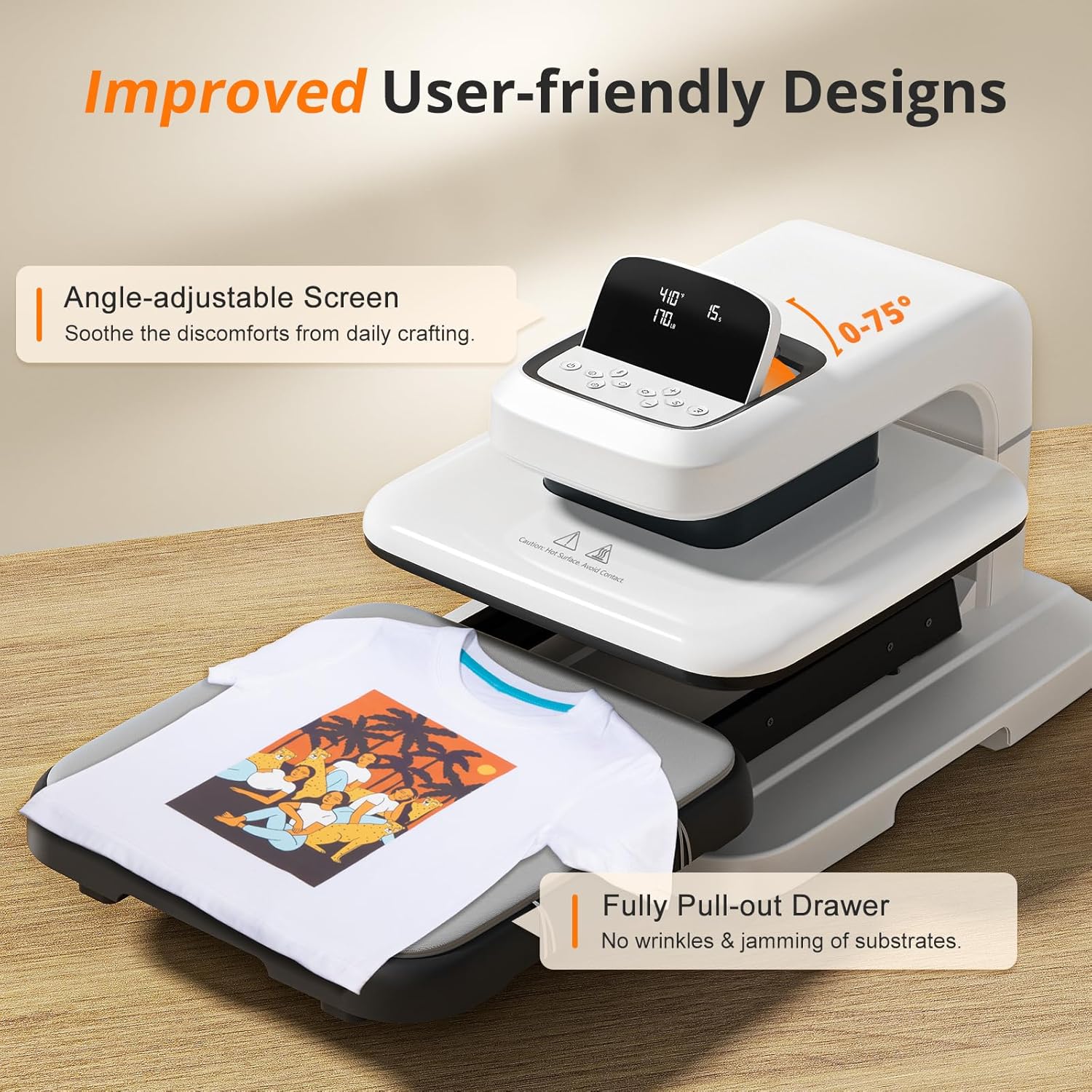 HTVRONT Auto Heat Press 2 - Digit 230V,Your Smartest Solution of Heat Transferring.For DTF,HTV,Sublimation,PUFF.Heat Press Machine for T shirt,hat,jacket,pillow,ceramic,hoodie, and more - Image 5