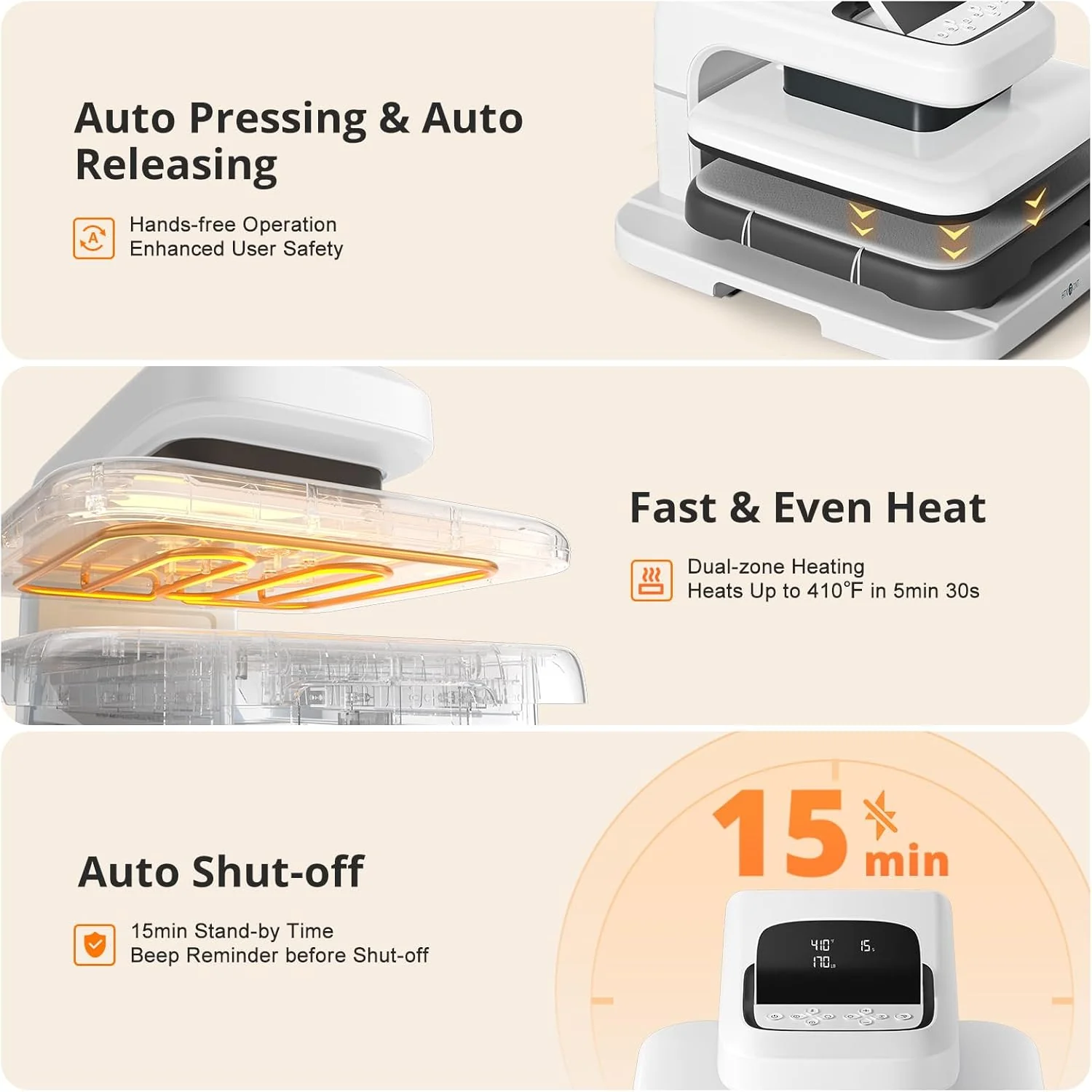HTVRONT Auto Heat Press 2 - Digit 230V,Your Smartest Solution of Heat Transferring.For DTF,HTV,Sublimation,PUFF.Heat Press Machine for T shirt,hat,jacket,pillow,ceramic,hoodie, and more - Image 7