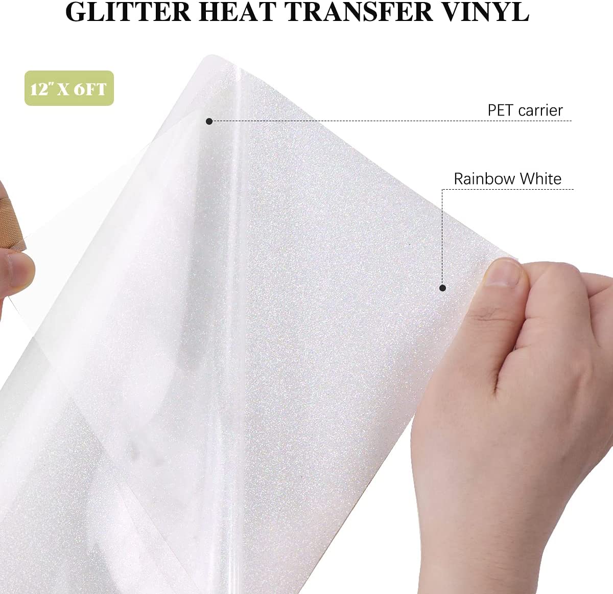 Rainbow Glitter Heat Transfer Vinyl Roll for Sublimation - 12"x6 Ft (2 Colors) - Image 7