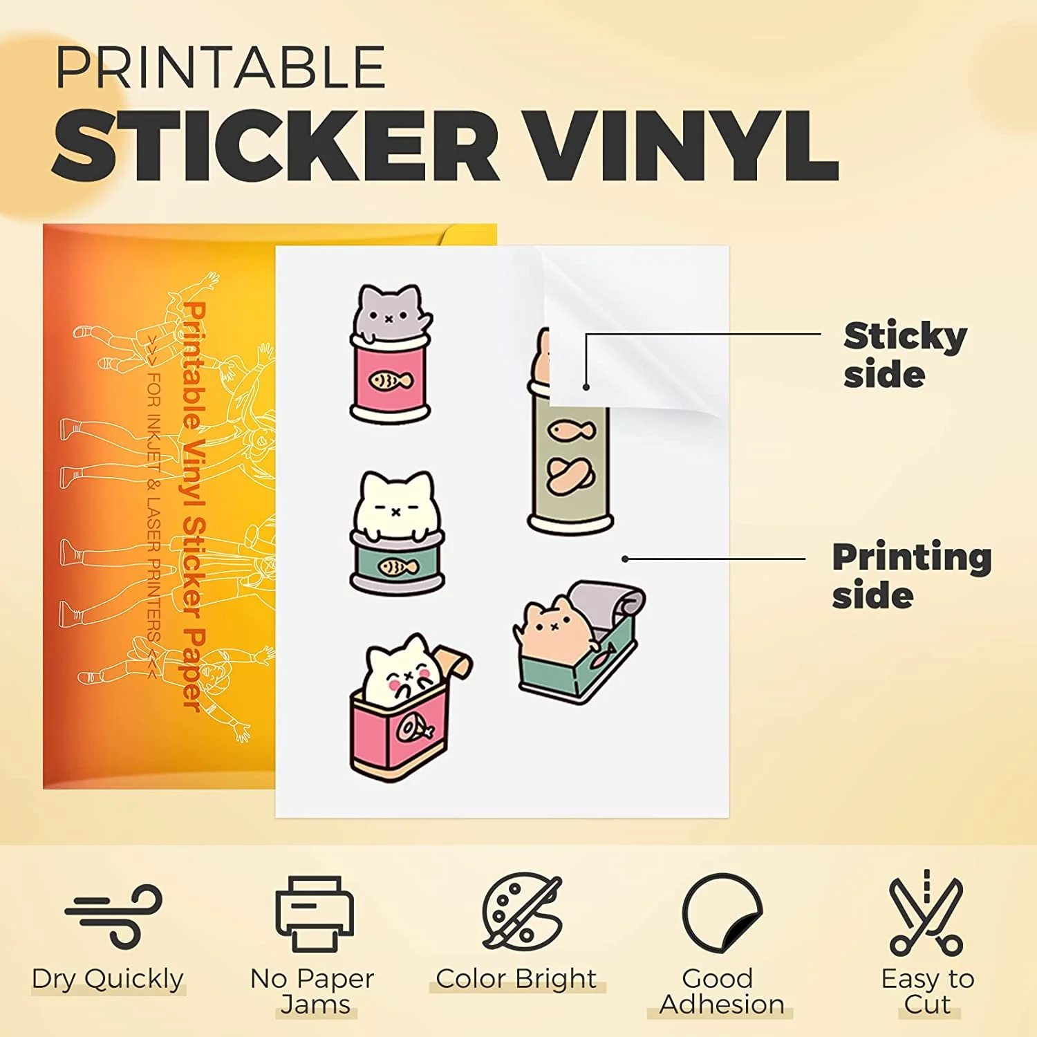 Glossy Printable Vinyl Sticker Paper 100 Sheets Waterproof - 8.5"X 11" - Image 4